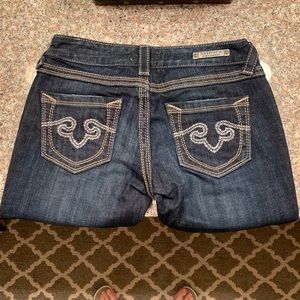 Express Rerock barely boot dark wash jeans petite